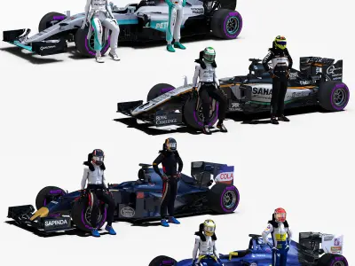 Formula 1 2016 car pack 1 Low-poly 3D model