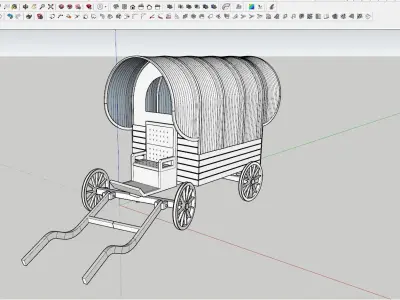 WOODEN HORSE CAR Low-poly 3D model