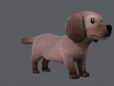 Dog base cartoonV02 Low-poly 3D model