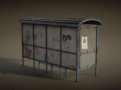 Old Bus Stop Low-poly 3D model