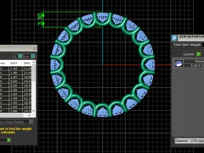 U Shaped Eternity Ring 3 point 2 mm stone size swiss 12 and EU52 3D print model
