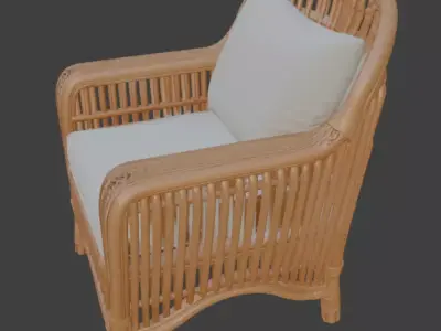 Ornate Rattan Armchair 3D model