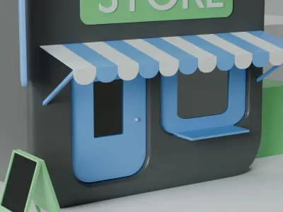 Small Store Scene 3D Free low-poly 3D model