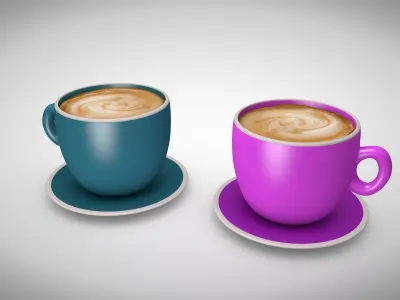Coffee Cups Low-poly 3D model