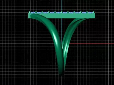 Minimalist Diamond Pave Bar jewelry  Ring 3D print model