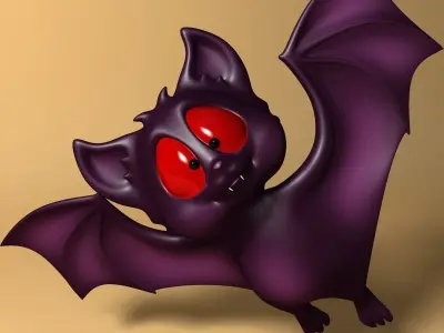 Cartoon Bat RIGGED and Animated Low-poly 3D model