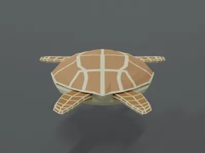 Low Poly Cartoon Loggerhead Sea Turtle Low-poly 3D model