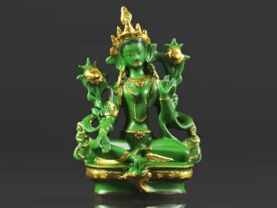 Tibet Tibetan Buddhism Statue Green Tara Buddha Statue Feng Shui 3D print model