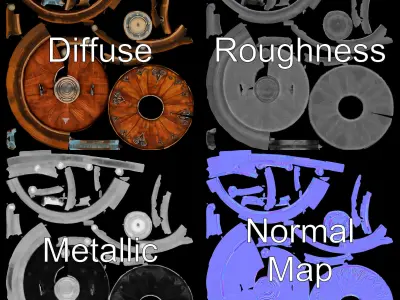 Medieval Ornate Shield D Model Pack Low-poly 3D model