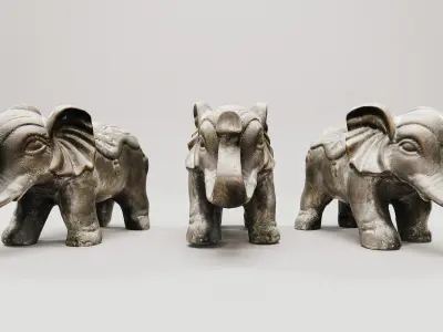 Realistic Elephant Statue Low-poly 3D model