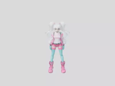 Scifi girl character Low-poly 3D model