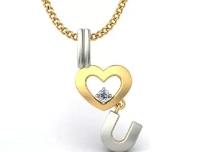 Solitaire Women Heart Pendant 3dm STL OBJ FBX Renders Details 3D print model purchase