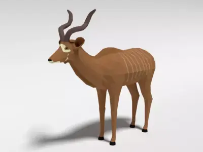 Low Poly Cartoon Greater Kudu Antelope Low-poly 3D model