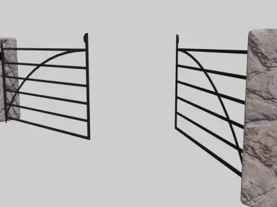 Farm Gates in flat iron Low-poly 3D model