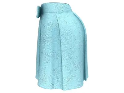 Luxury Jacquard Pleated Mini Skirt With Bow Low-poly 3D model