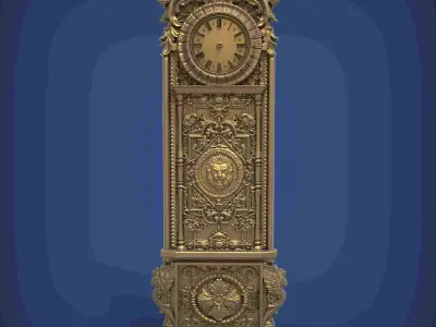 Carved clock for 3D printing and CNC 3D print model 6