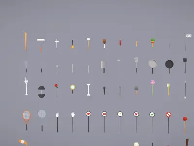 Pack009 Melee Weapons And Tools Pack 1 Low-poly 3D model