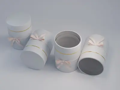 Gift Box Cylinder shape with Ribbon Low-poly 3D model