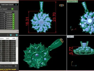 Pendant Gold full Diamond 3D print model