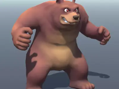 Lowpoly Stylized Bear Rigged and Animated for VR AR Games Low-poly 3D model