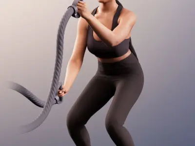 Micaela 11407 - Athletic Black Woman Making Sport Low-poly 3D model