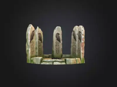 Ancient Raven Ritual Circle Low-poly 3D model
