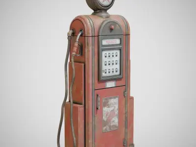 Gas Pump - Texaco 60s Dirty Low-poly 3D model