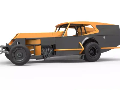 Vintage Dirt Modified stock car V5 while turning Scale 1 to 25 3D print model