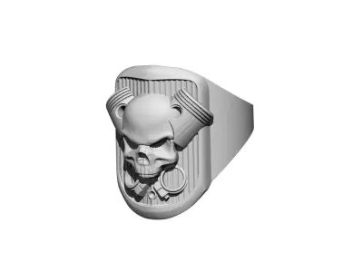 Fury Mad Skull Car Grille Piston Ring Jewellery Signet 3D print model