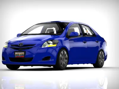 TOYOTA SEDAN BELTA 2008 HQ POLY  3D model