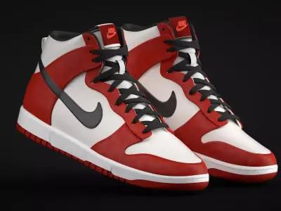NIKE - DUNK HIGH - WHITE AND RED 3D model
