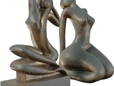 Abstract Bronze Female Figure Sculpture Low-poly 3D model
