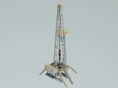 Drilling platform Low-poly 3D model