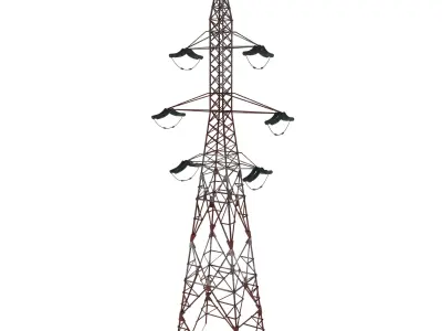 Electricity Pole 8 Weathered Low-poly 3D model