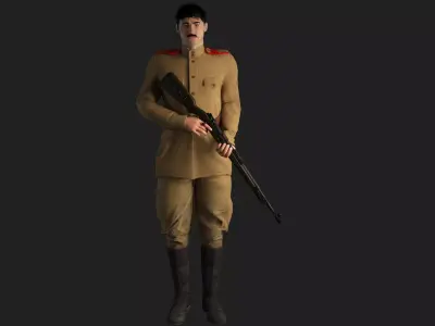 Soldier with kar98k Unreal Engine Rig 3D model