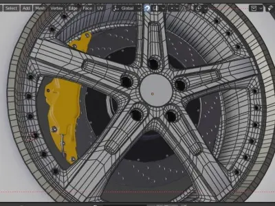 Modern sport car lowpoly 3d rims Low-poly 3D model