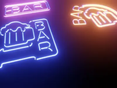 over 50s Neon Lights Asset collection for blender 3D model