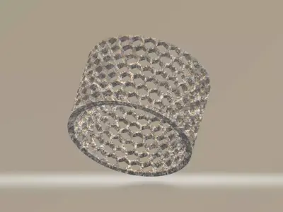 Simple cylinder with hexagonal mesh or honeycomb pattern 3D model