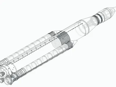 NASA Space Launch System Full Staging and Interior 3D print model