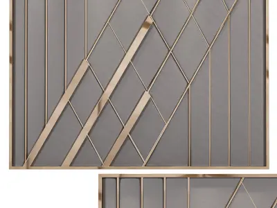 Decor geometric wall art in gold and silver 3D model
