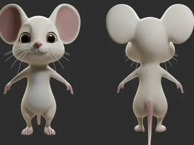 Mouse Cartoon Low-poly 3D model