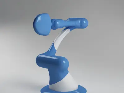 Industrial Robot arm joint  blue and white 3D model