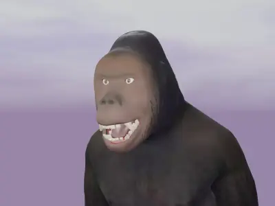 Gorilla Mixamo rigged with mouth and eye controlar 3D model Low-poly 3D model