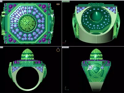 Mosque Dome Signet Ring  Gold Arabic Mosque Inspired Ring 3D print model