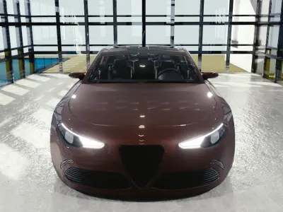 BLENDER EEVEE Brandless Mid Size 4 door coupe Low-poly 3D model