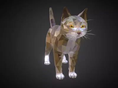Cat Low Polygon Art Farm Animal Low-poly 3D model