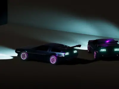 Cyberpunk Car DeLorean Low-poly 3D model