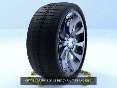 ORTAS CAR RIM 9 AND 10 GAME READY RIM TIRE AND DISC 3D Model Pack