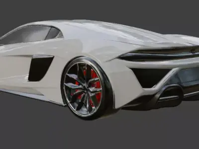 White Supercar 3D Model 3D model