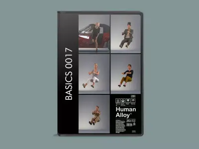 Set of low poly 3d women in driving poses Low-poly 3D model